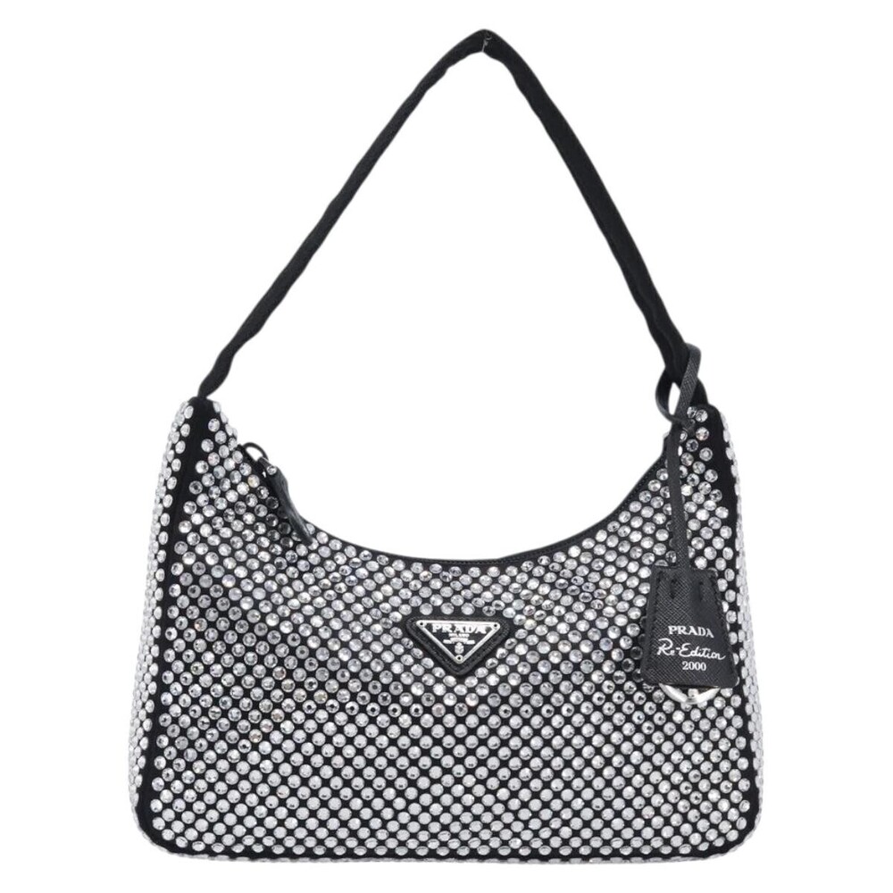 Prada Re-Edition 2000 Hobo Crystal Embellished Satin Mini